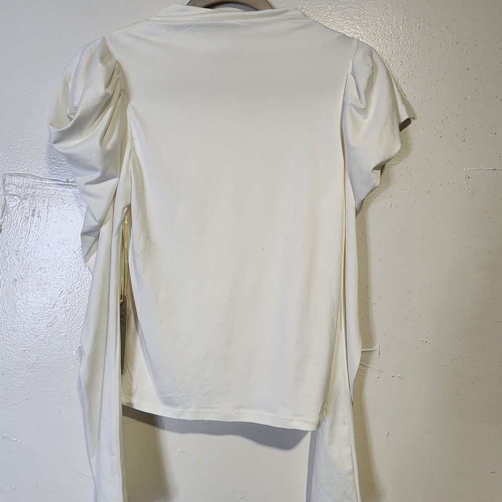 White Puff Sleeve Tie-Back Tee